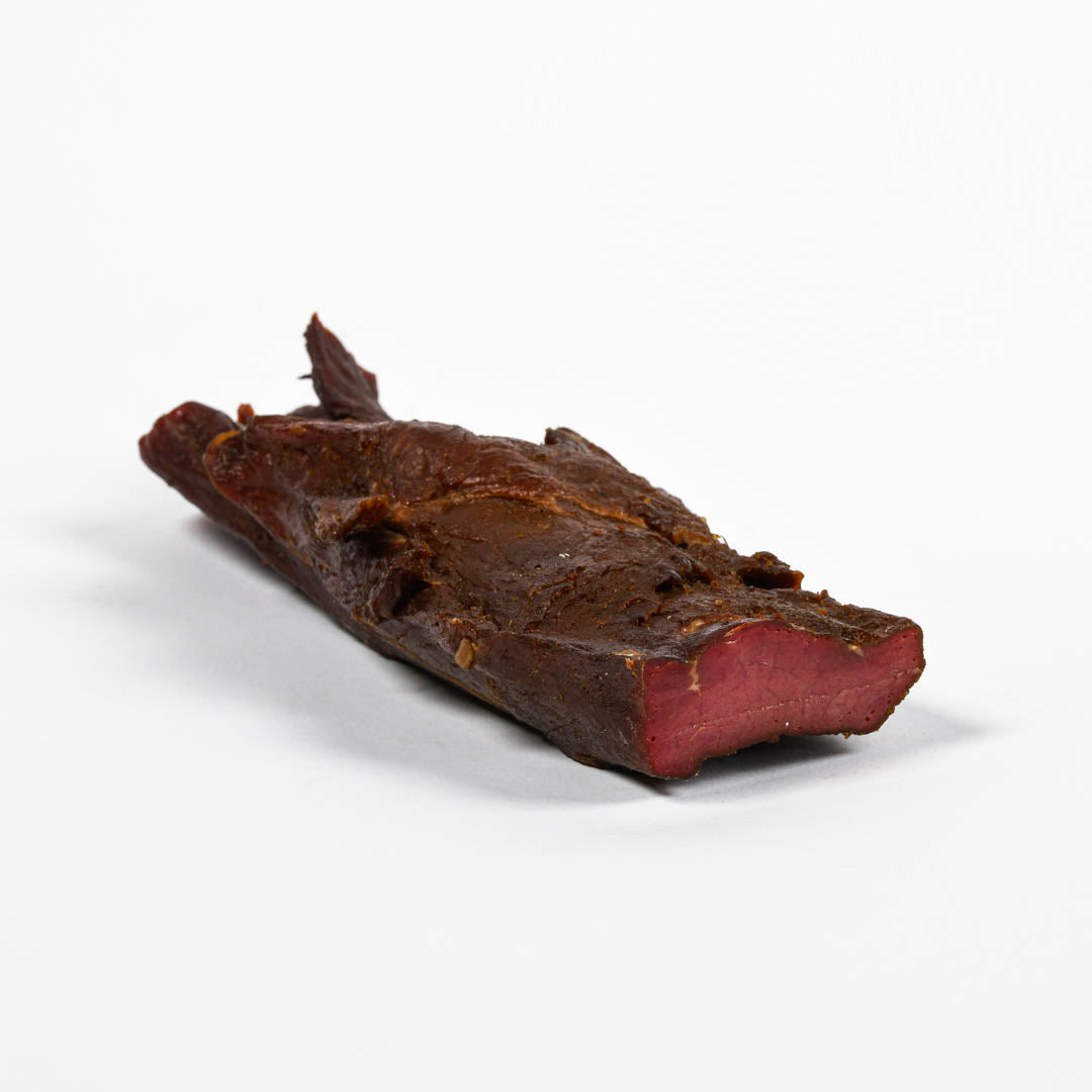 BalkanBeef Rücken mit Knoblauch 200g – halal Trockenfleisch vom Rind, fein gewürzt, leicht geräuchert und aromatisch im Geschmack