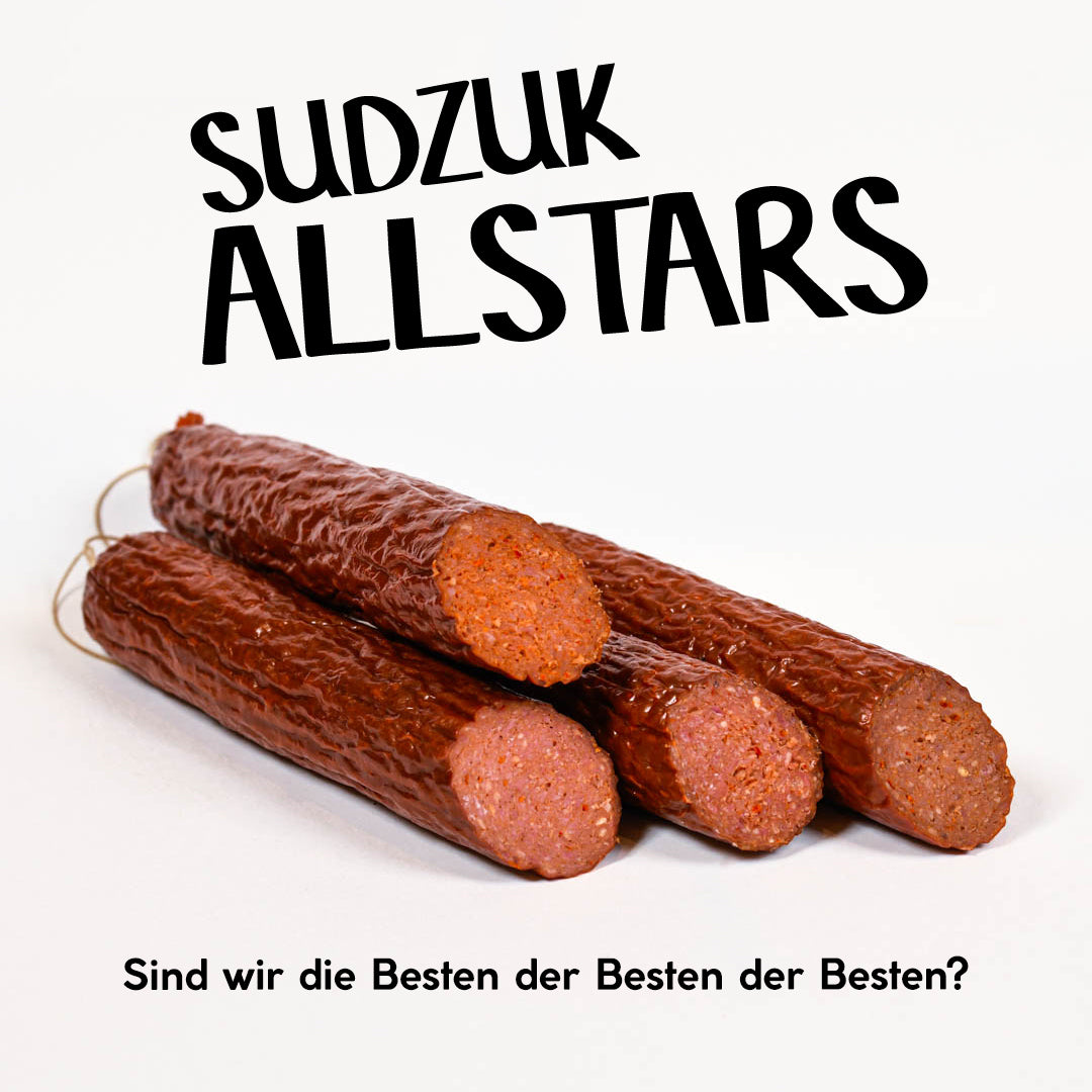 BalkanBeef Sudzuk Allstars – halal Trockenfleisch-Set mit verschiedenen Sudzuk-Sorten wie Classic, Spicy und Garlic, traditionell geräuchert